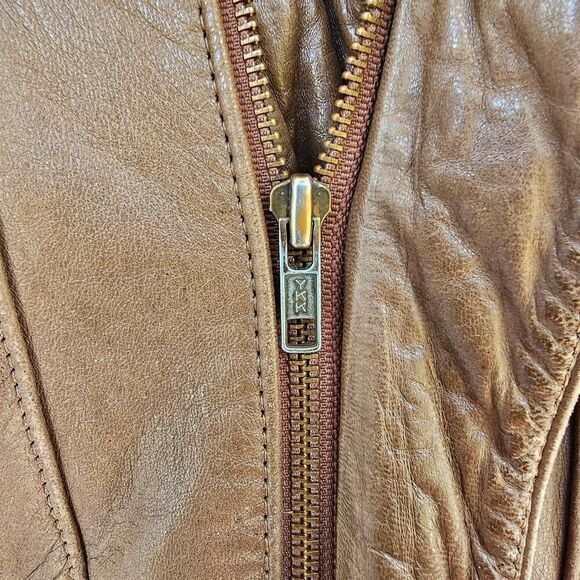 Vintage 1970s Cortefiel de España Leather Jacket Men’s 38 Brown Field Utility - Picture 16 of 16